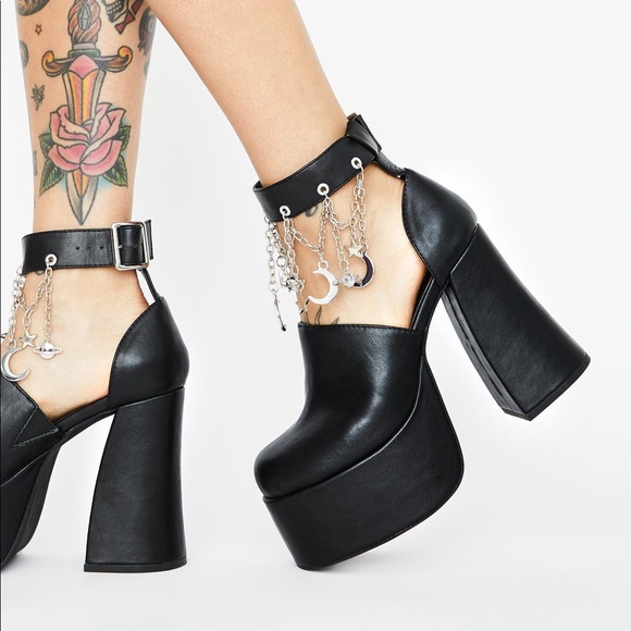 black platform shoes with chains